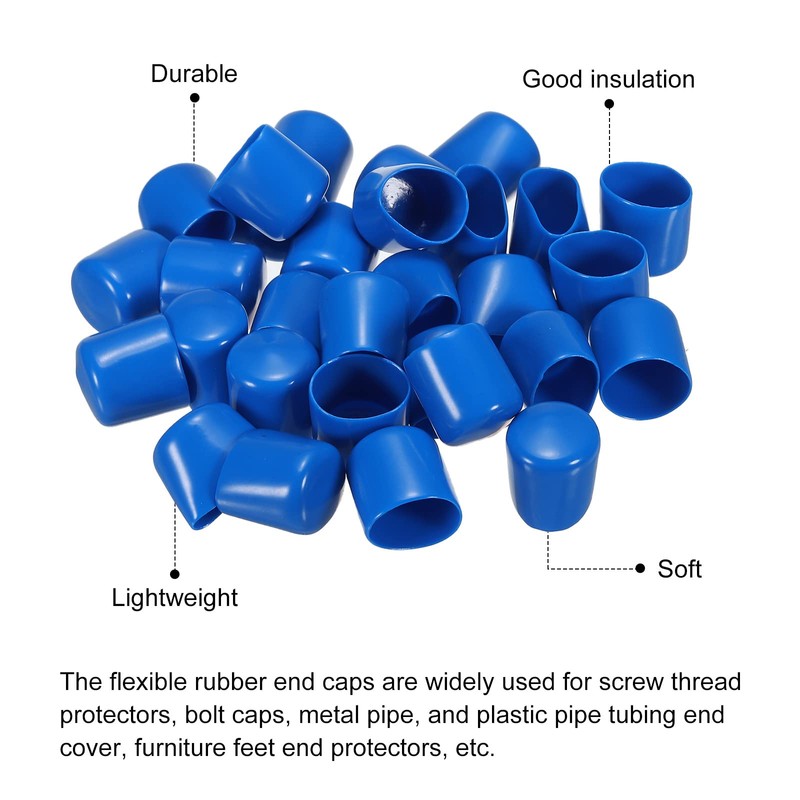 sourcing map 30pcs Rubber End Caps Cover 25mm Vinyl Screw