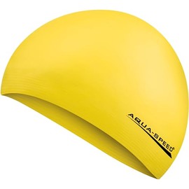 Aqua Speed Bademütze Damen | Schwimmmütze Mädchen | Schwimmhaube dünn | Schwimmkappe wasserdicht | Swimming Cap | Badehaube Gelb 18 | Soft Latex