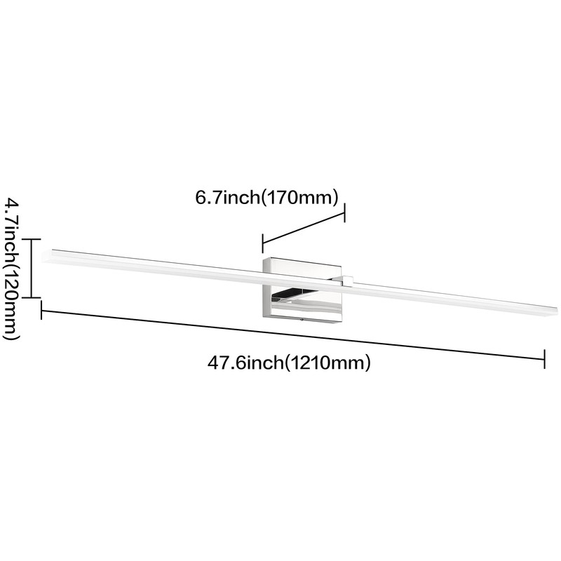 ZUZITO 48 inch Chrome Bathroom Light Over Mirror Dimmable Modern