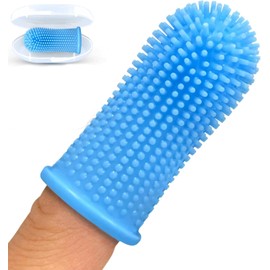 Joseph's Workshop Dog & Cat Toothbrush, 360º Dog Tooth Brush with Case, Cat Toothbrush, Dog Teeth Cleaning, Dog Finger Toothbrush, Dog Tooth Brush for Small & Large Pets (Blue)