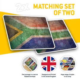 Rectangle Stickers (Set of 2) 10cm - Rustic South Africa Flag African Vintage Fun Decals for Laptops,Tablets,Luggage,Scrap Booking,Fridges, #24227