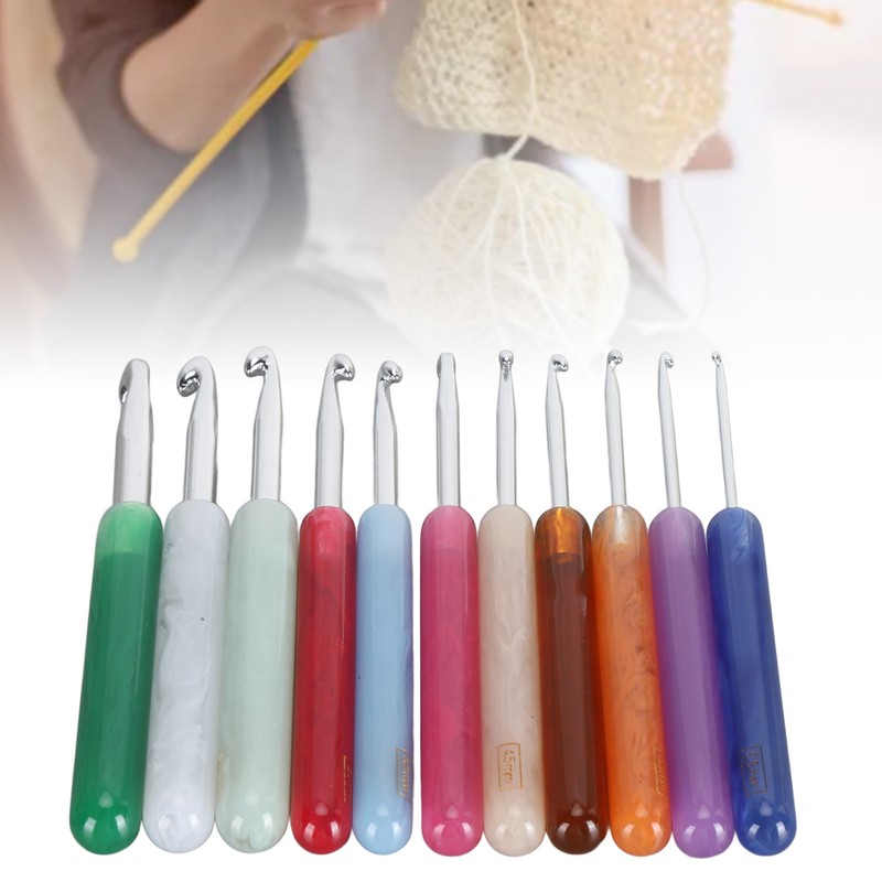 11PCS Set Knitting Crochet Hook Ergonomic Aluminum Crochet Hooks Set