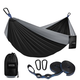 Kootek Kootek Camping Hammock 500 lbs Capacity, Camping Essentials, Lightweight Portable Double Hammock with Tree Straps, Camping Gear for Outside Hiking Camping Beach Backpack Travel