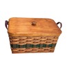 Amish Knitting-Sewing Oak Rectangular Storage Basket With Handles (Green)