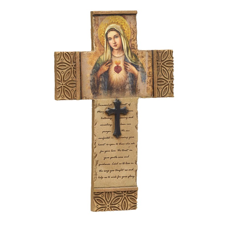 Roman 601308 Joseph Studio Immaculate Heart Saint Cross, 8-inch Height,