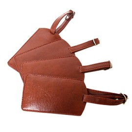 ASHLIN Executive Luggage Tags Set of 4-100% Leatherette | Gift Boxed | Open ID Window | British Tan [TAG0444-00-08]