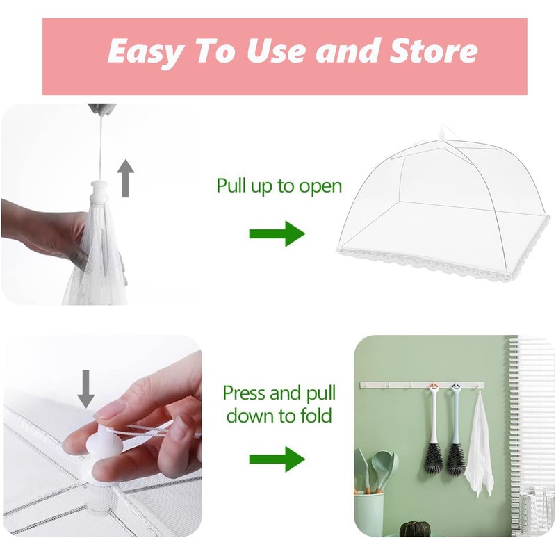 3Pack Food Cover Mesh Tent Umbrella Pop-Up Nets Reusable Collapsible