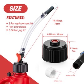 Eontab Fuel Filler Jug Hose Racing Fuels Replacement Cap LC2 fuel jug hose Gas Can Cap for 5 Gallon Gas Jug Fuel Tank {New version with valve} (4 Pieces)