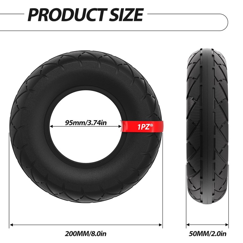 1PZ T21-SX1 200x50 (8x2) Solid Tire Replacement for Razor E100