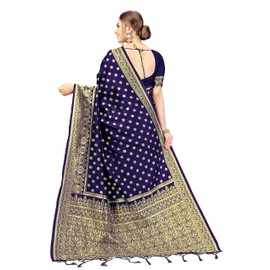 Nivah Fashion Women's Kanjivaram Banarasi Art Silk Saree with Blouse Piece (Blue)