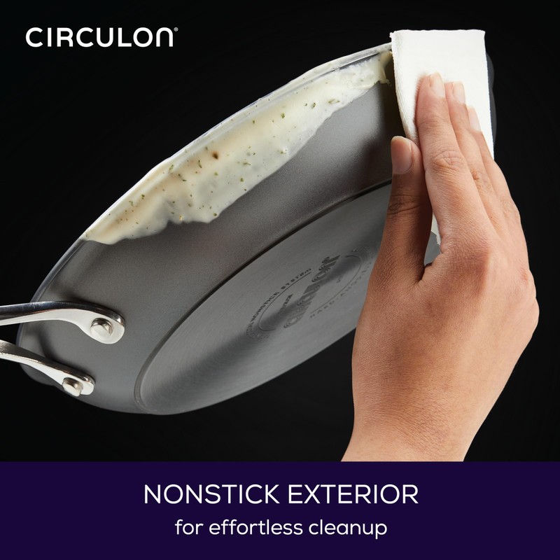 Circulon Elementum Hard Anodized Nonstick Deep Frying Pan/Skillet with Lid,