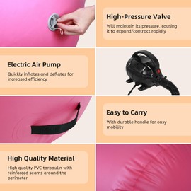 Inflatable Tumbling Mat Gymnastics Air Roller Air Barrel with Electric Pump, Back Handsprings Exercise Training Mat for Home Use/Yoga/Cheerleading