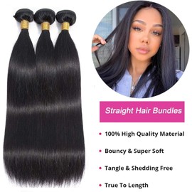 LOVFIR Straight Human Hair Bundles 3 Bundles Human Hair 20 20 20 Zoll Glattes Echthaar BüNdel 3 BüNdel EchthaarverläNgerung BüNdel Hair Extension Bundle
