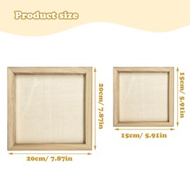 SEABABOO Wooden Picture Frame, Wooden Picture Frame, Square, 15 x 15 cm, 20 x 20 cm, Wooden Photo Frame, Crafts for Diy, Oil Painting, Clay Crafting, Art, Painting Projects and Sculptures (Apricot, 15