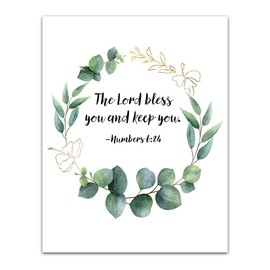 Numbers 6:24"The Lord Bless You and Keep You." Eucalyptus Botanical Bible Verse Wall Print- Unframed 11 x 14 Color Print - Inspirational Gift for Family & Friends