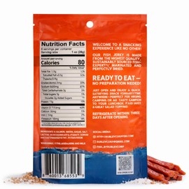 Rublev Salmon Jerky Original Flavor – Wild Caught Dried Fish Strips, High Protein Snack with Omega 3, Gluten Free Chewy Seafood Jerky, Low Carb On-the-Go Snack, 2 oz (57 g), Made in USA