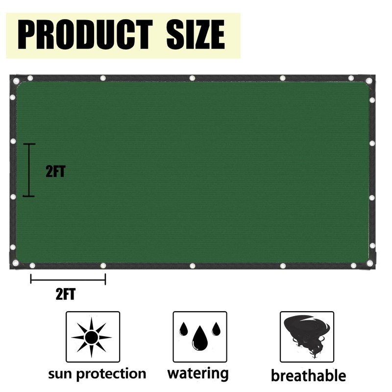 70% Green Shade Cloth with Grommets, 12 FT X 18