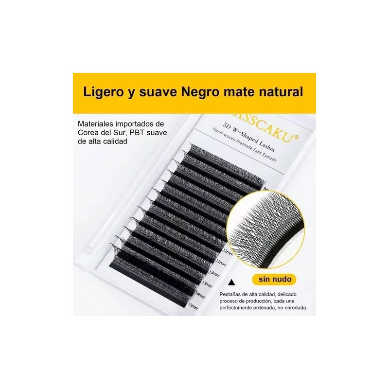 Masscaku Extensiones De Pestañas 5d W Shape 8-15mm Mix 0.07d