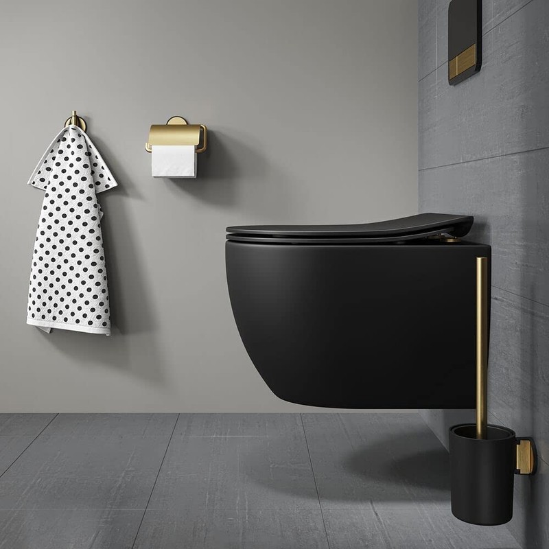 Tiger Tune, Towel hook Brushed brass / Black, 25x54x65mm