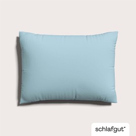 schlafgut Knitted Jersey Pillowcase 60 x 80 cm Blue Light Plain Soft Premium Pillowcase Single, Wrinkle-Free with Elastane