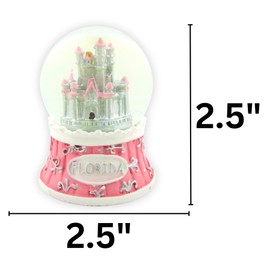 Castle Snowglobe, Globe Decoration with Glitter, Home Decor and Florida Souvenir, 2.5 by 2.5 Inches