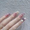 Uñas postizas acrílicas de cobertura completa con lazo morado en