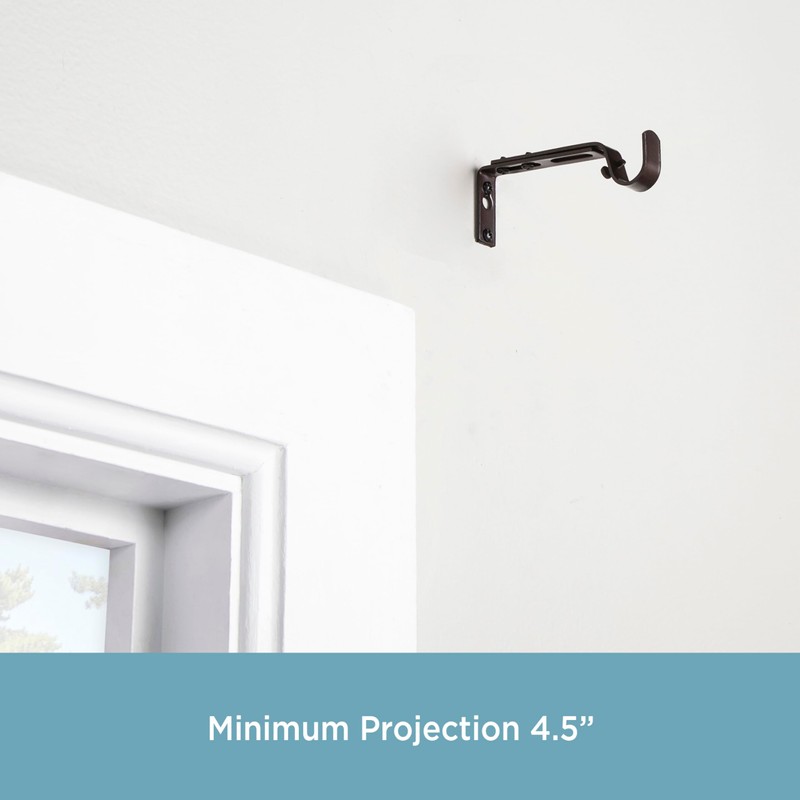 Kenney Adjustable Curtain Rod Brackets, Mocha (2-Pack)