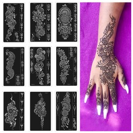 Mzstgh Mzstgh Henna Tattoo Stencils kit,Temporary Tattoos Stencils Reusable Henna Tattoo kit for Hand Forearm Airbrush Tattooing Template, Indian Temporary Tattoo Stickers