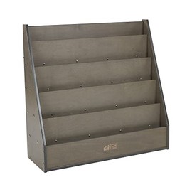 ECR4Kids Birch Streamline Book Display Stand, Kids Wooden Book Rack, Forward Facing Bookshelf, Reading Book Stand for Homes and Classrooms, 5-Shelves - Grey