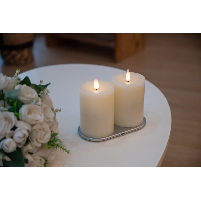 CozierGlow Rechargeable Flameless Pillar Candle with Remote Timer, 3D Moving
