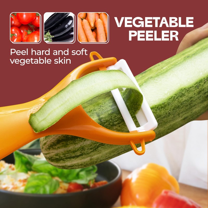 Trez Treamer 6PCS Vegetable Peeler Set with Sharp Blade,Ceramic Apple
