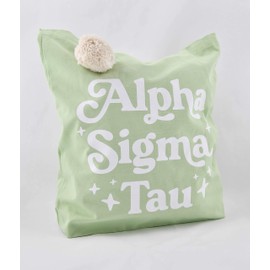 Sorority Shop Alpha Sigma Tau Retro Pom Pom Tote Bag