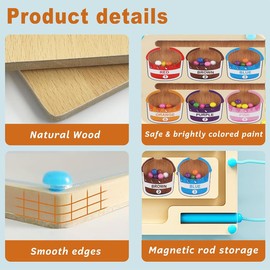 Cawtiuly Magnetic Color and Number Maze, Montessori Fine Motor Skills Toys for Boys Girls 3+, Wooden Color Matching Learning Counting Puzzle Board Games (Colorful Bucket)