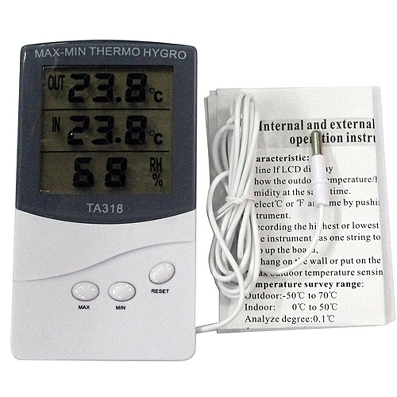 iKKEGOL Dual Sensor LCD Display Indoor Outdoor Digital Thermometer Hygrometer