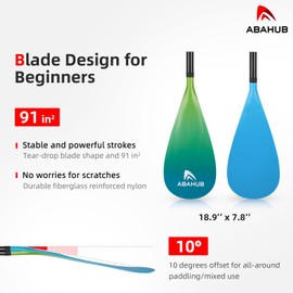 Abahub Carbon SUP Paddles, 1 x 3 Section Adjustable 67" - 86" Carbon Fiber Shaft, Lightweight Stand-up Paddle Oars for Paddleboard, Gradient Green Print Plastic Blade + Paddle Bag