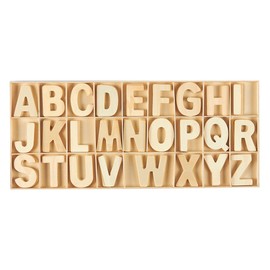 2 in Wooden Letters with Storage Tray for Crafts, Wood Alphabet ABCs for Learning, Wall Decor (4 of Each Letter, 104 Pieces)