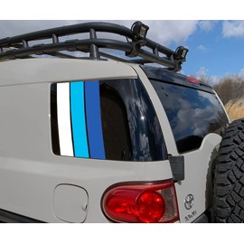 Ivan Stewart Vintage Retro PRECUT Window Racing Stripes Retro to fit Toyota FJ Cruiser 2007-2014 TRD (RoyalB/LtBlue/White)