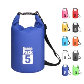 MORAINJAY 5L Blue Dry Bags, Waterproof Bag with Long Adjustable Shoulder Strap,Large/Small Capacity 2L 5L 10L 15L 20L 30L Dry Sack for Outdoor Camping,Rafting,Swimming,Boating,Surfing