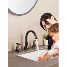 Fransiton Bathroom Sink Faucet 3 Hole, Oil Rubbed Bronze Bathroom Vanity Faucet for Lavatory Sink with Pop-Up Drain, 8 Inch Widespread, 2 Handle Basin