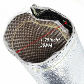 AIMALL 30mm x 1m Buckle Type Aluminium Foil Fibreglass Heat Shield Sleeve High Temperature Resistant Fire Retardant Insulation Cover for Wire Hose Cable Protection
