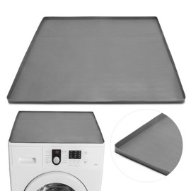 Washer and Dryer Covers for The Top, 23.6" x 23.6" Silicone Elastic Countertop Top Protector Mat, Non-Slip Washable Washing Machine Cover Protector(Grey)