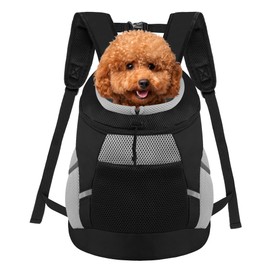 SUNRISING Pet Dog Carrier Backpack for Small Dogs,Dog Front Carrier with Storage Pockets Head Out Breathable Dog Back Pack for Hiking Dog Backpack Carrier with Safety Strips Black L