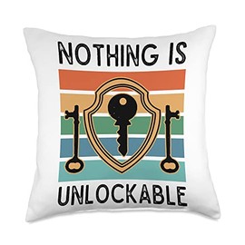 Locksmith Locksmithing Lock Pick Apparel Locksmith Nothing is Unlockable Pick Tools Throw Pillow, 18x18, Multicolor