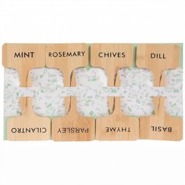 Set of 8 Bamboo Garden Herb Marker Stakes 4.5 inches Dill Chives Rosemary Mint Cilantro Parsley Thyme Basil