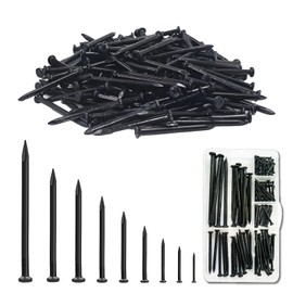 Pack of 110 Nails, Steel Nails for Pictures, Roofing Felt Nails, Nails Set, Long and Short Nails Made of Steel from 20 mm to 100 mm, Naild for Use on Concrete, Brick, Plaster and Wood (Black)