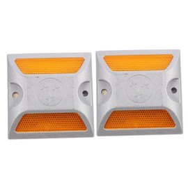 KONTONTY Reflective Road Markers Driveway Marker Road Studs Aluminum Pavement Reflectors Waterproof Nighttime Safety 2 Pack