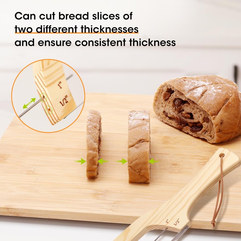 AIEVE Bread Bow Knife For Homemade Bread with 2 Thickness