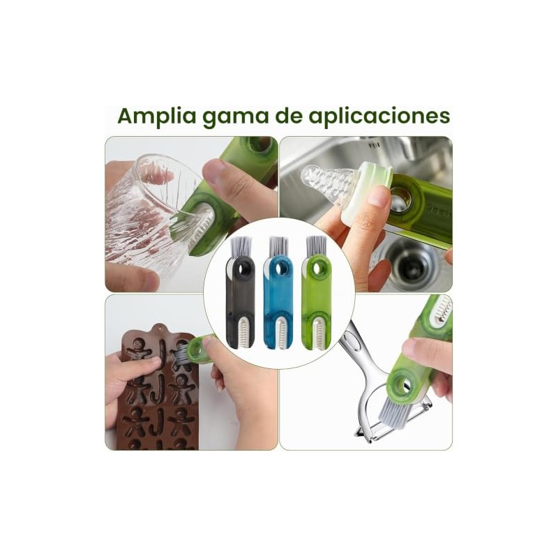 3PCS Cepillo para Botellas,Cepillo Limpiador Tazas Multifuncional 3 en 1,Cepillo