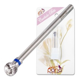 Pana 3/32" Shank Ball Head, Medium Grit Nail Carbide Bit - Silver Color for Electric Dremel Drill Machine trimming the cuticles and skin around the sides nail bed (5.0 mm, Silver)
