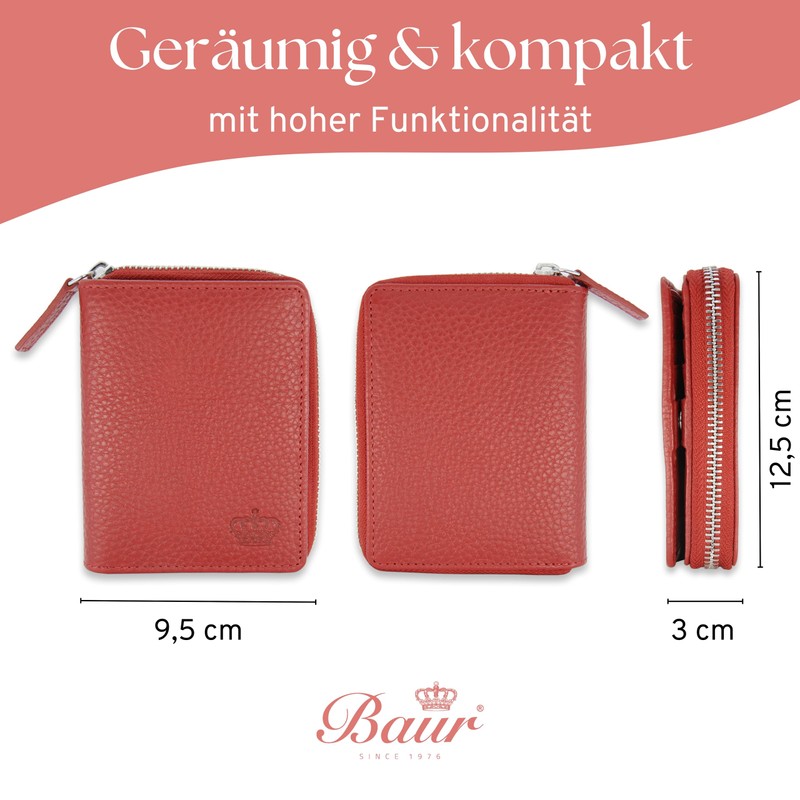 Baur Women's Genuine Leather Wallet with RFID Protection, Small Wallet,